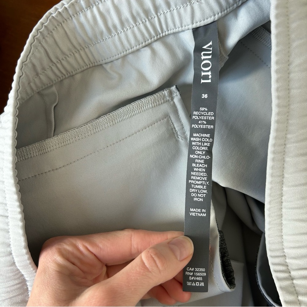 Vuori Meta Chino Slim Straight Pants Light Grey Size 36 - Picture 11 of 16